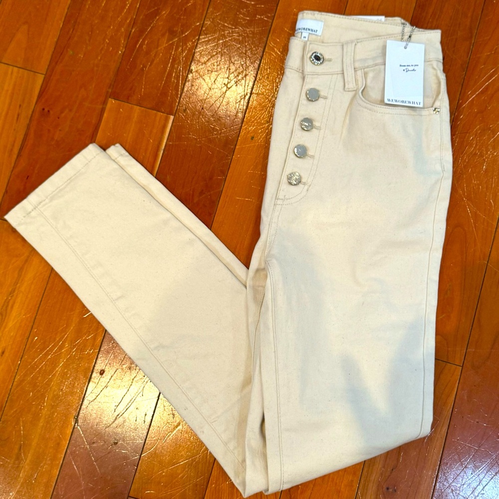 NWT WEWOREWHAT - THE DANIELLE -high rise vintage straight jeans size 25.